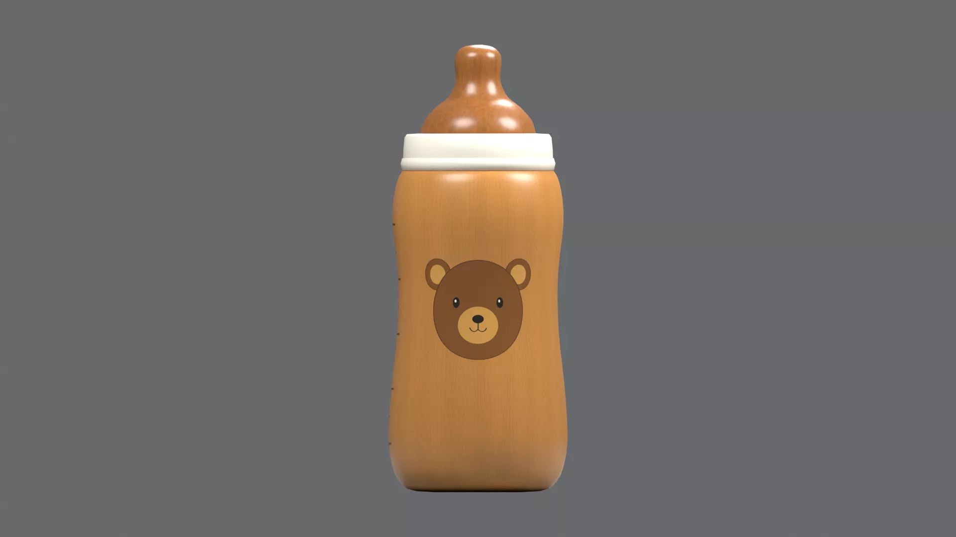 Bear Label Baby Bottle with Brown Teat Cap Low-poly 3D model