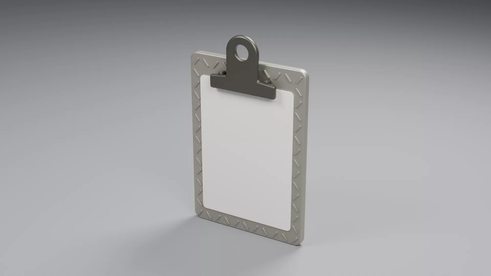 Gray Clipboard with Dark Metal Clip Low-poly 3D model