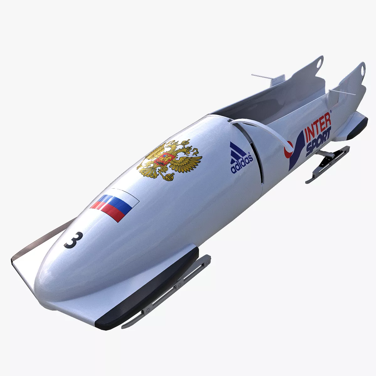 Bobsled 4 Places and Equipment 3D model