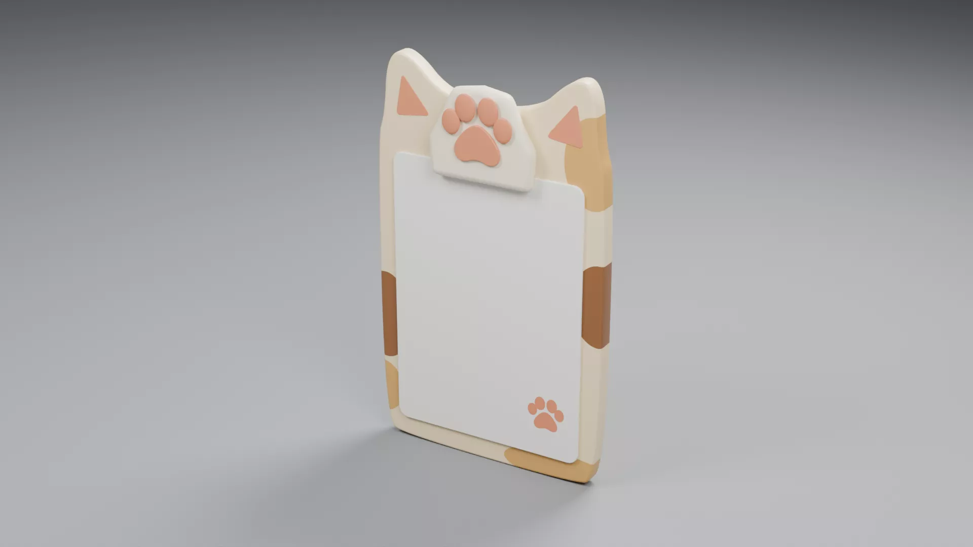 Cream Cat Ear Memo Board with Paw Details Low-poly 3D model