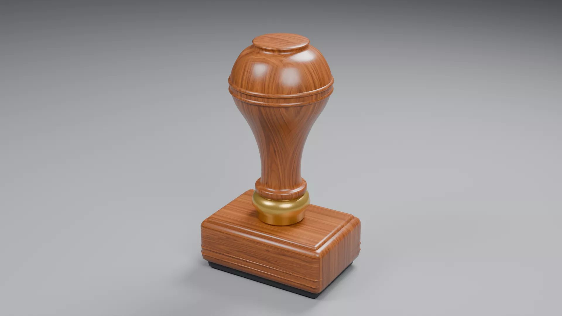 Turned Wooden Document Stamp with Brass Collar Low-poly 3D model