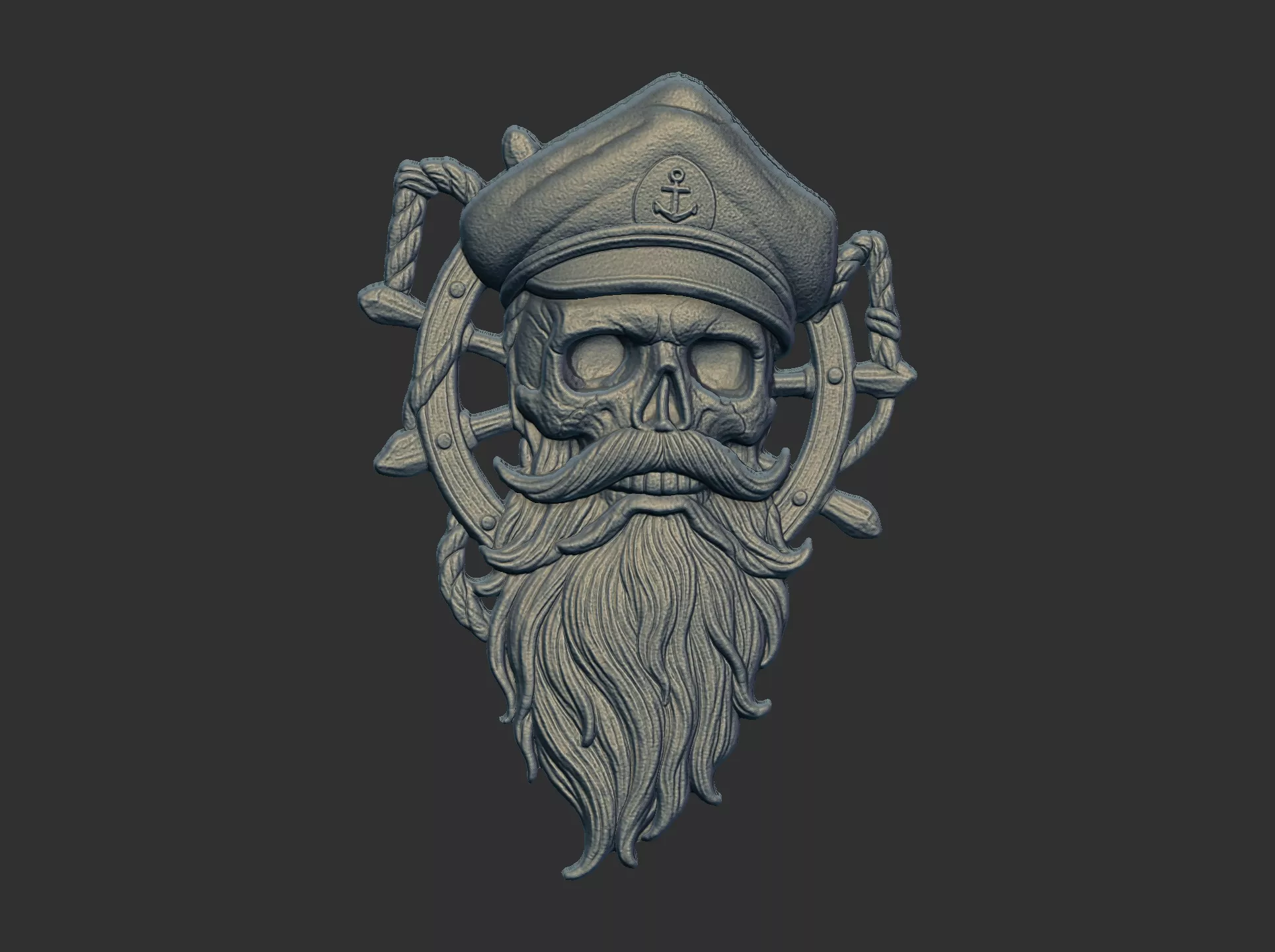 The Captains Ghost 3D Nautical Skull Sculpture 3D print model