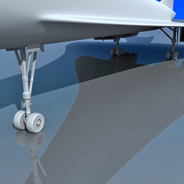 Concorde airplane flying in sky 3D model_7