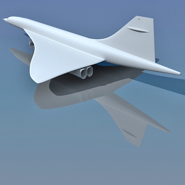 Concorde airplane flying in sky 3D model_5