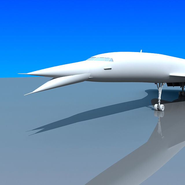 Concorde airplane flying in sky 3D model_6