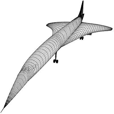 Concorde airplane flying in sky 3D model_9