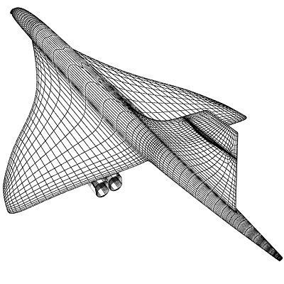 Concorde airplane flying in sky 3D model_10