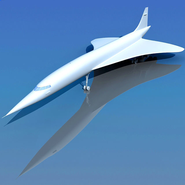 Concorde airplane flying in sky 3D model_4