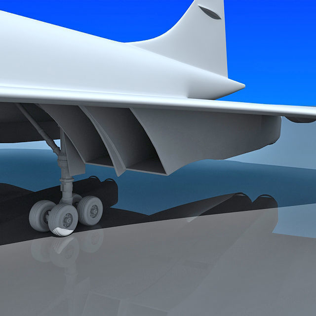Concorde airplane flying in sky 3D model_8