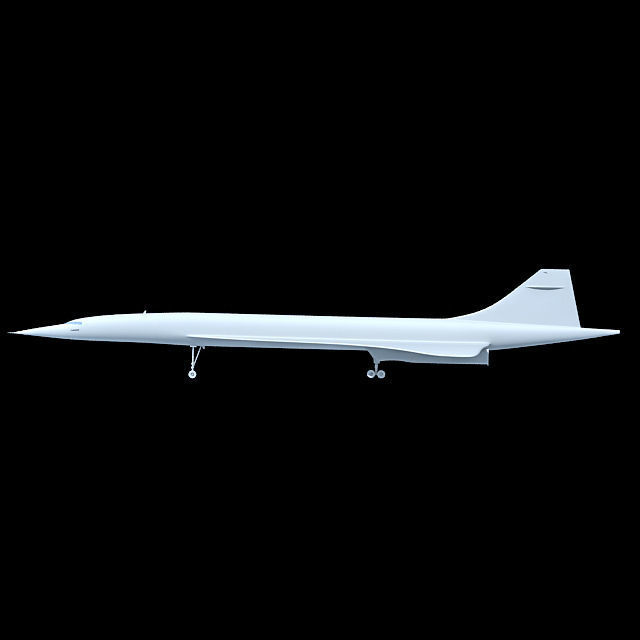 Concorde airplane flying in sky 3D model_1