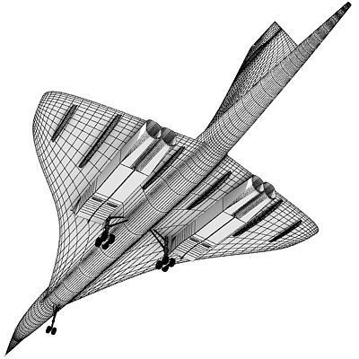 Concorde airplane flying in sky 3D model_11