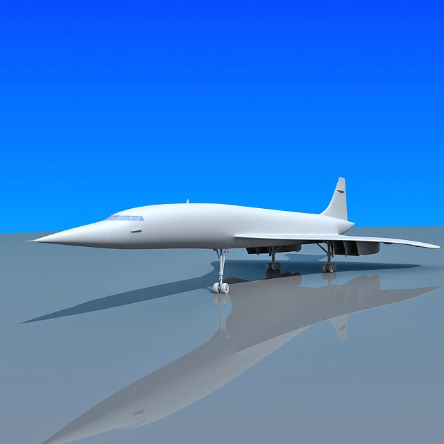 Concorde airplane flying in sky 3D model_3