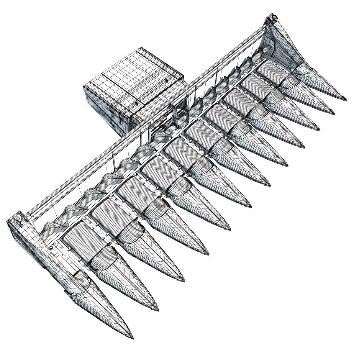 Yellow Combine Threshing 2 3D model_8