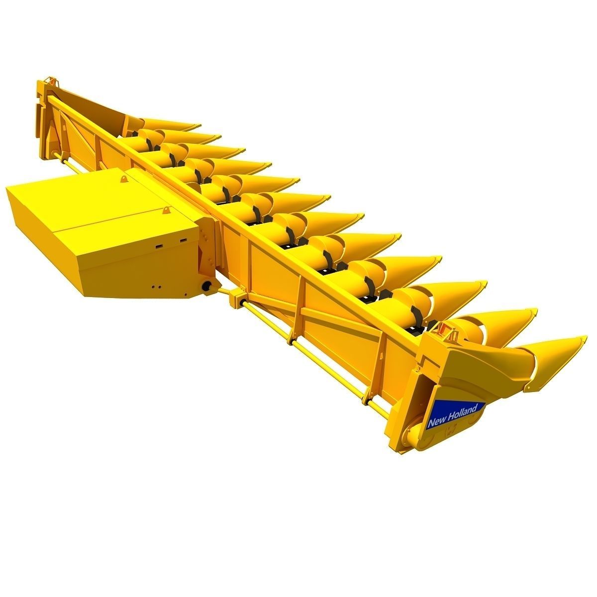 Yellow Combine Threshing 2 3D model_3
