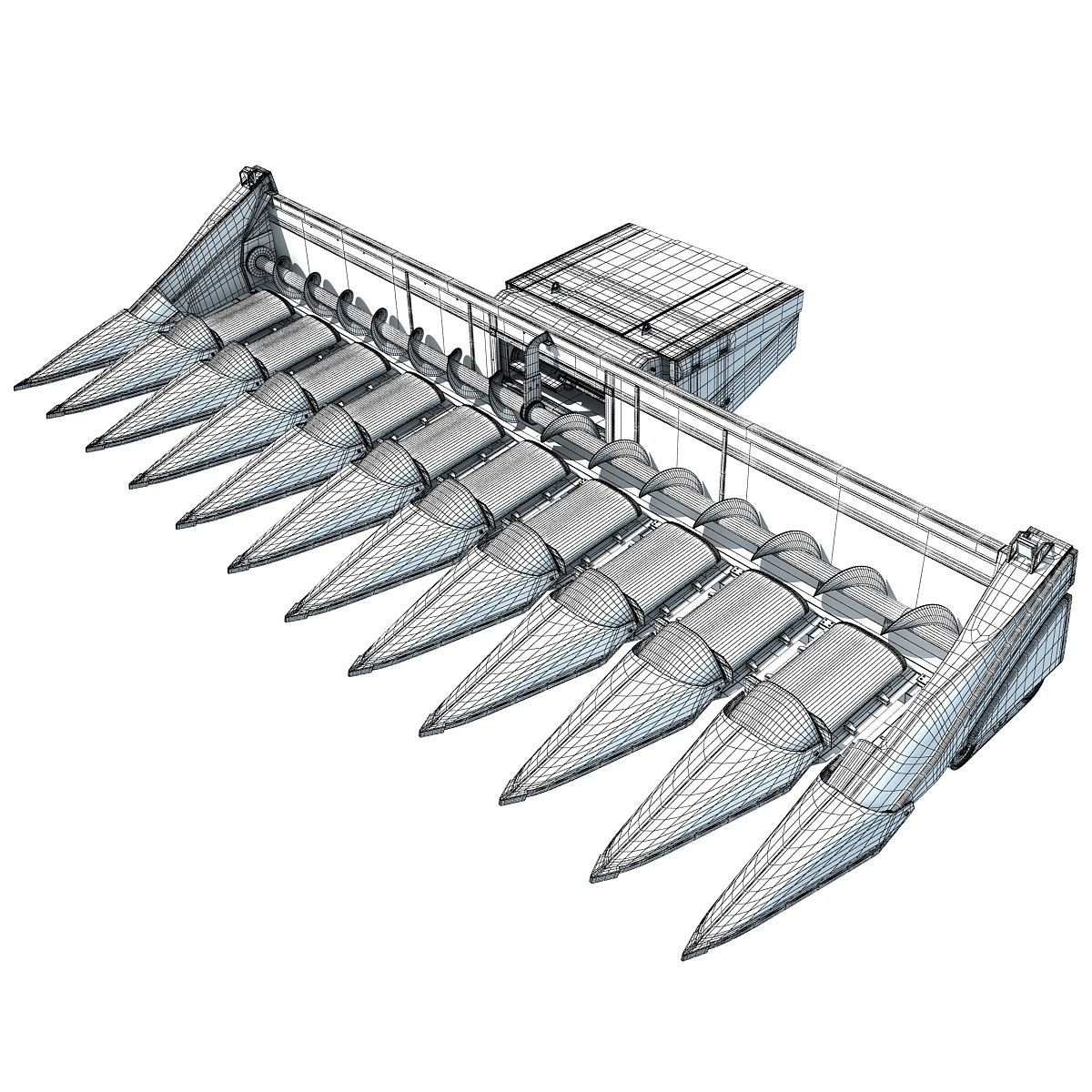 Yellow Combine Threshing 2 3D model_9