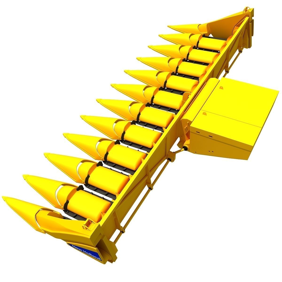 Yellow Combine Threshing 2 3D model_5