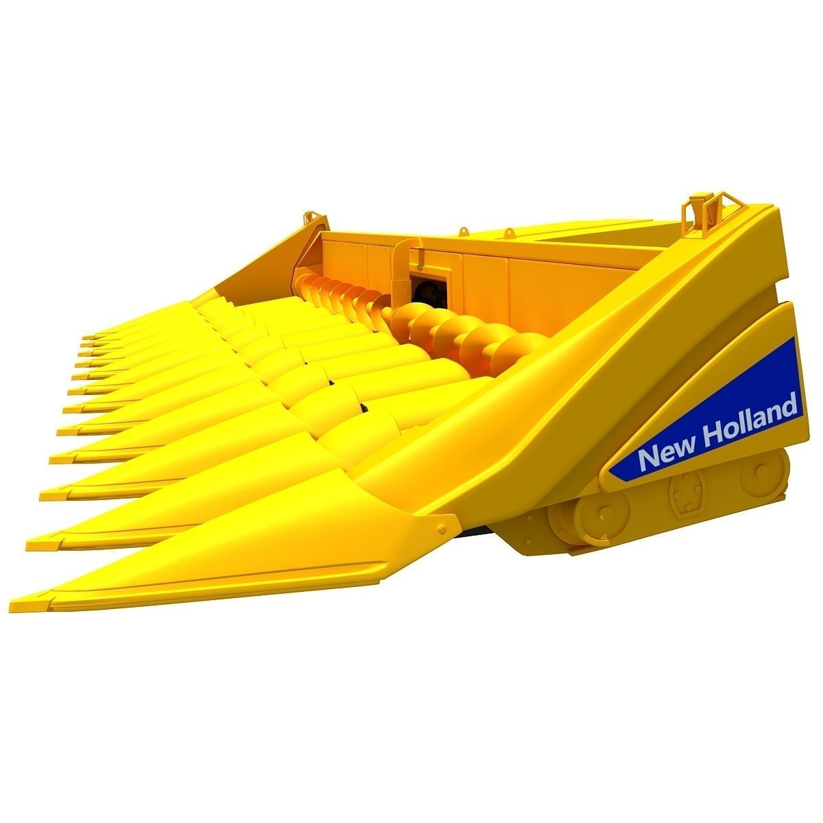 Yellow Combine Threshing 2 3D model_7
