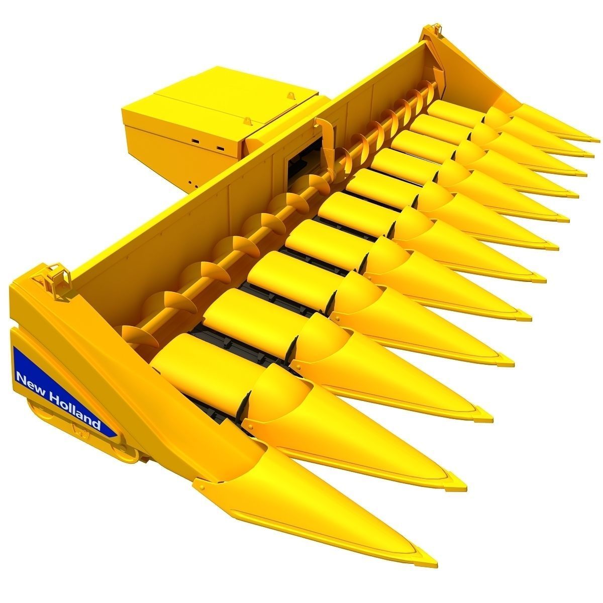 Yellow Combine Threshing 2 3D model_2