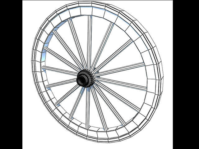 Classic Carriage Wheel 3D model_3