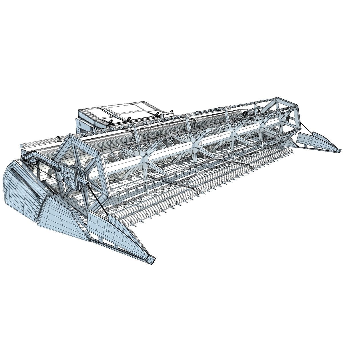 Green Combine Threshing 3D model_7