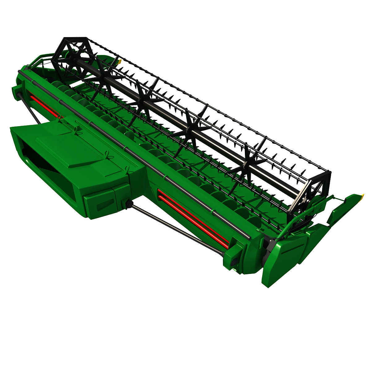 Green Combine Threshing 3D model_1