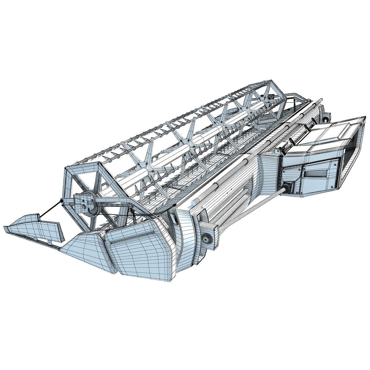 Green Combine Threshing 3D model_8
