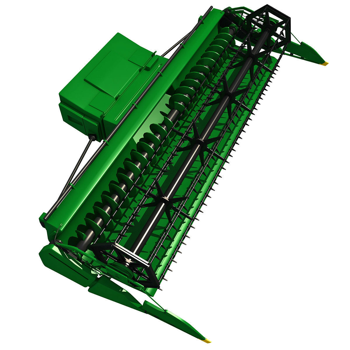 Green Combine Threshing 3D model_2