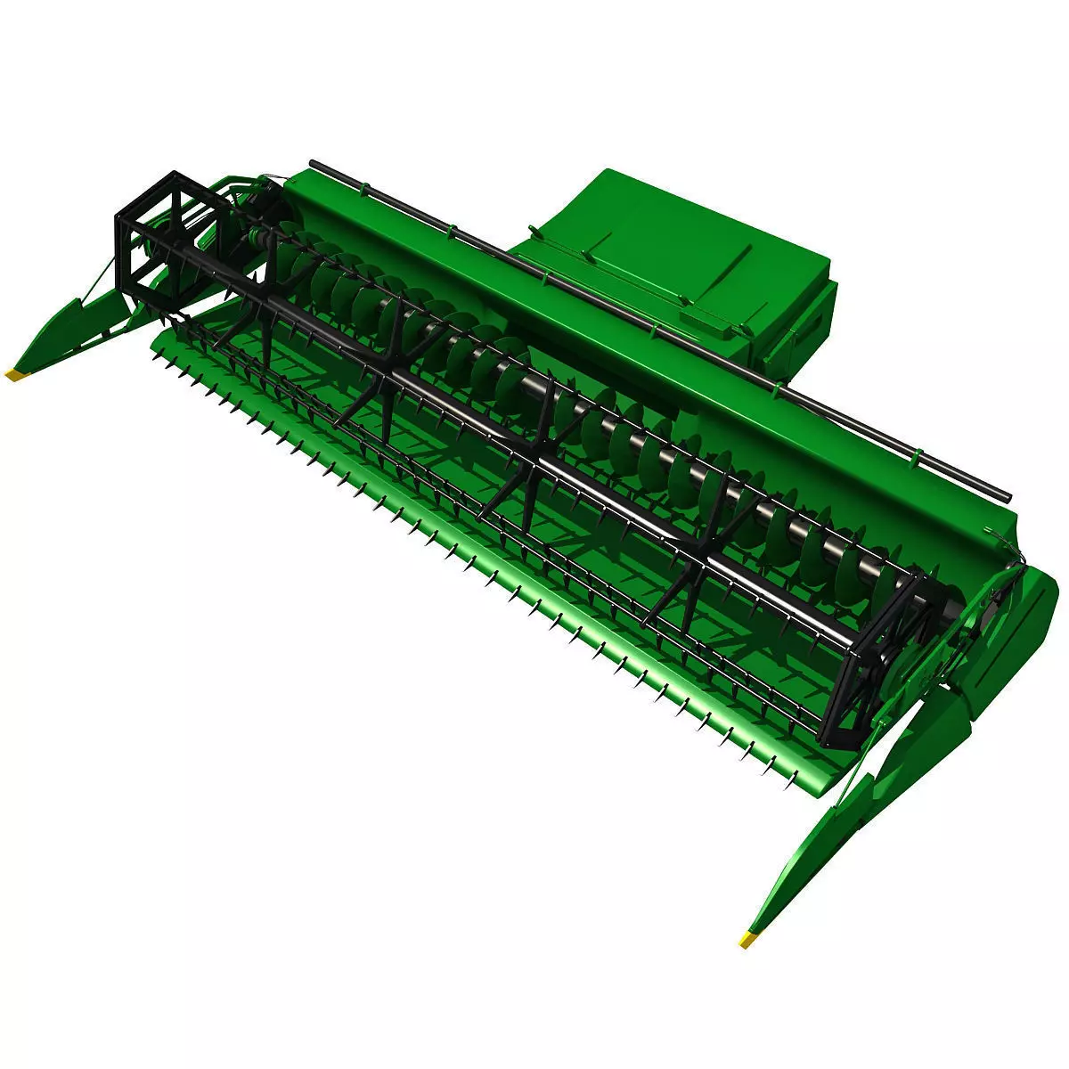 Green Combine Threshing 3D model_0