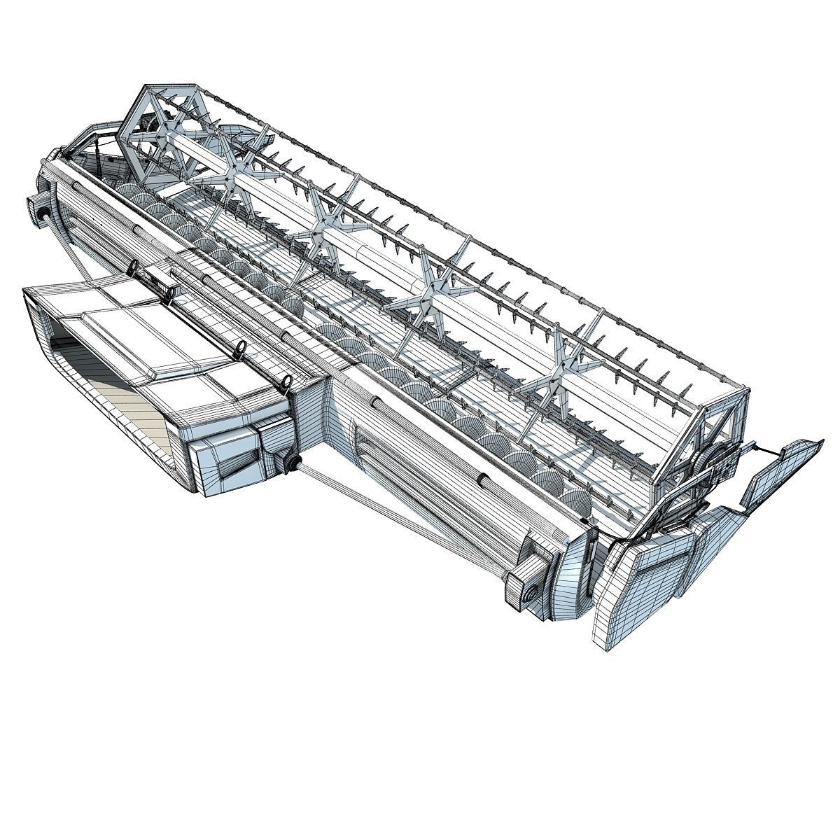 Green Combine Threshing 3D model_9