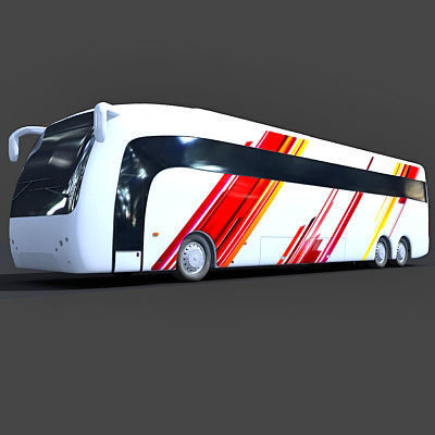 White Red Bus 2 3D model