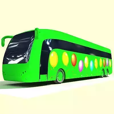 Birthday Balloon Green Bus 11 3D model