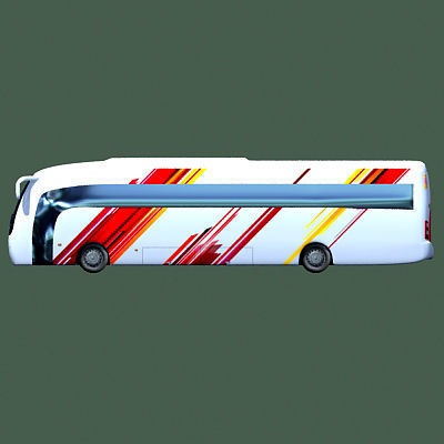 White striped Bus 01 3D model