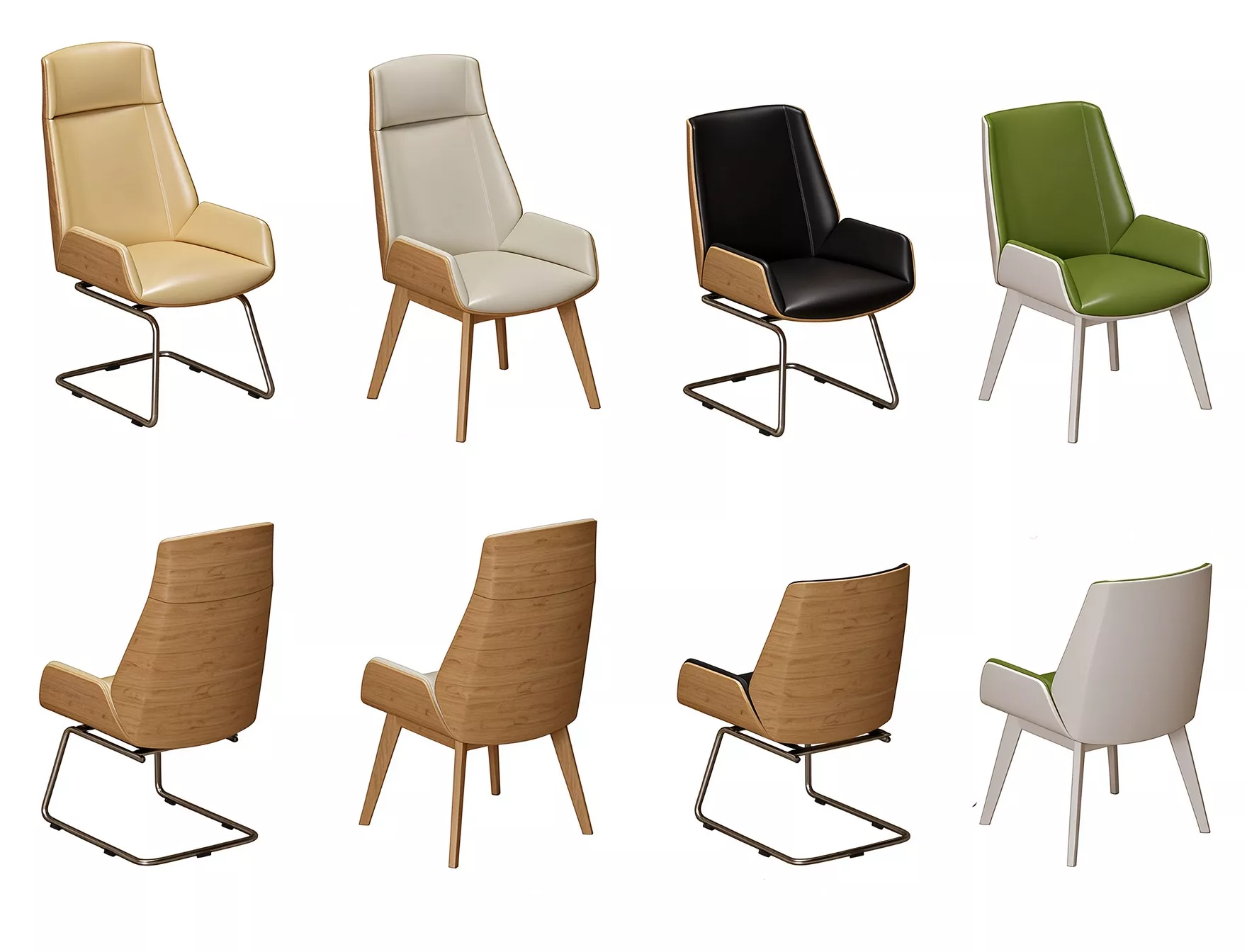 Office Desk and Chairs 3D model