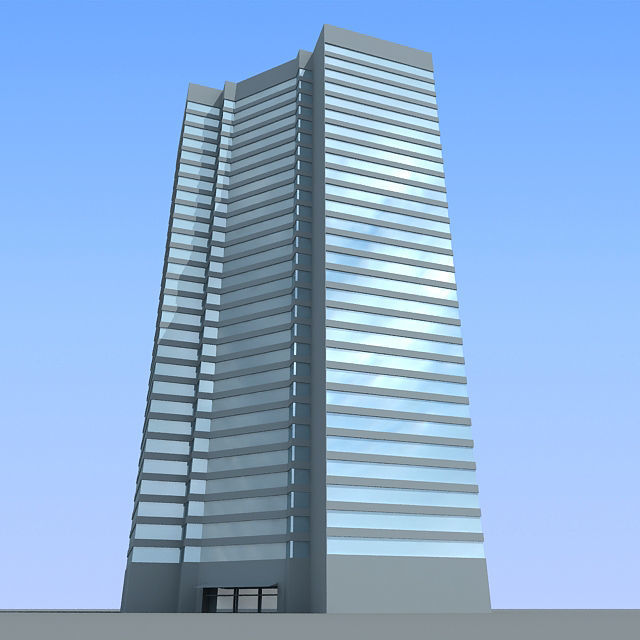 Modern Full Glass Building 87 3D model_1