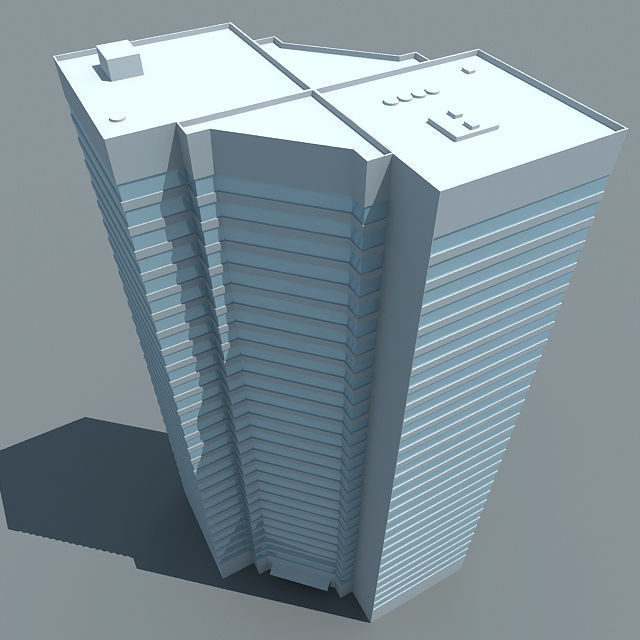 Modern Full Glass Building 87 3D model_2