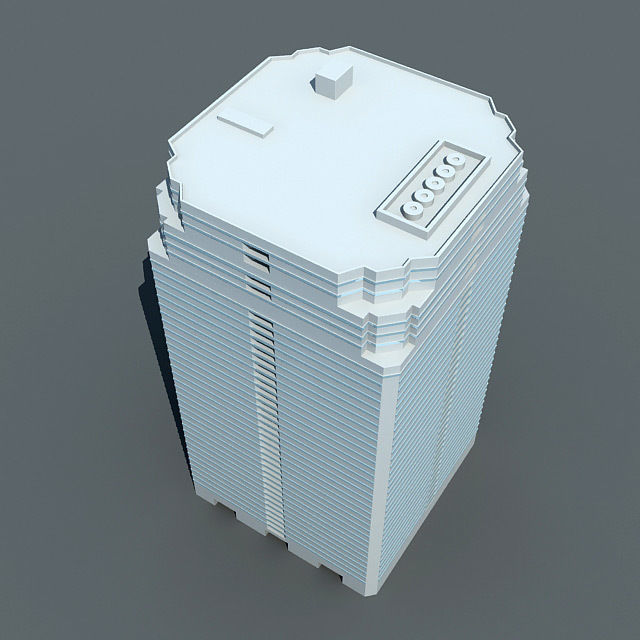 Detailed White Building 3D model_2