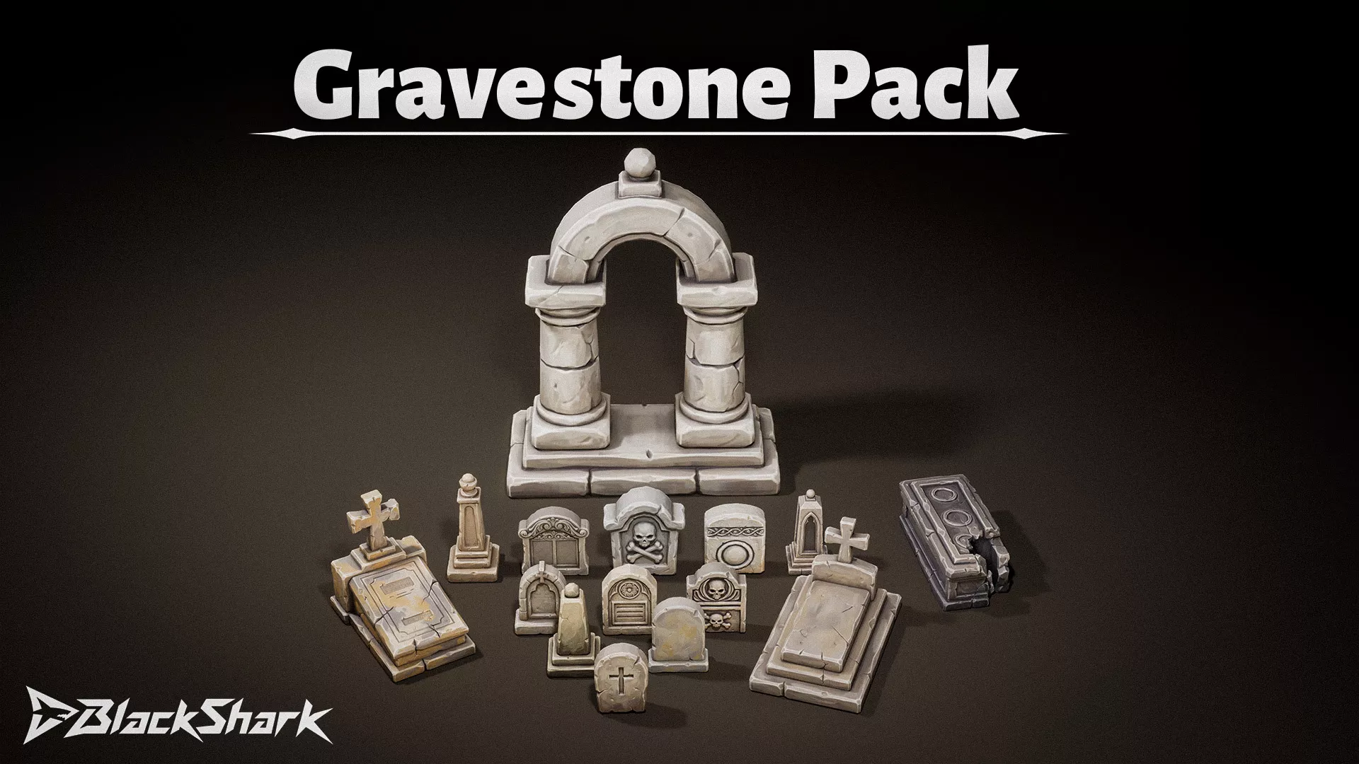 Stylized Gravestone Pack Low-poly 3D model