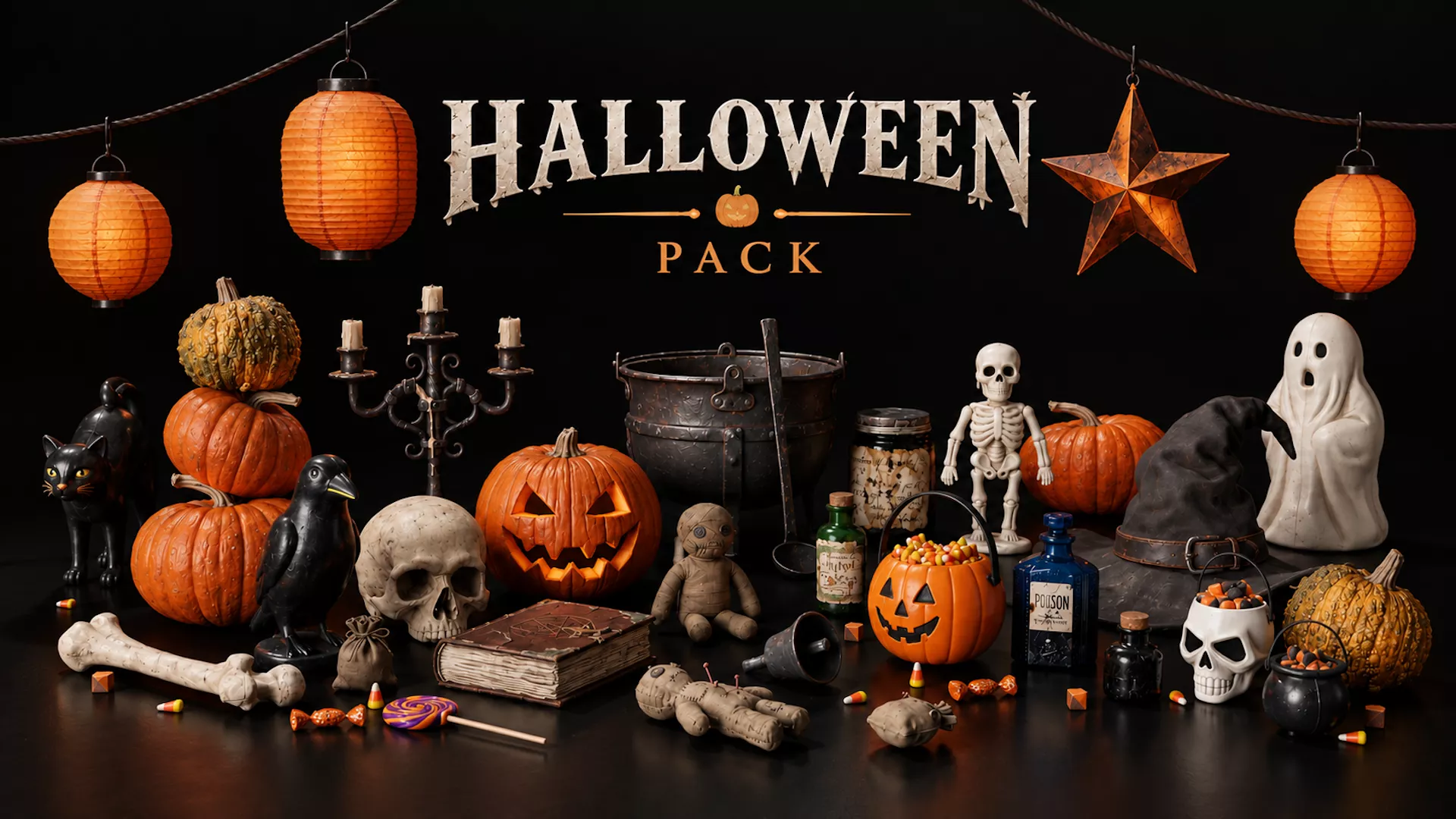 Halloween Pack Low-poly 3D model