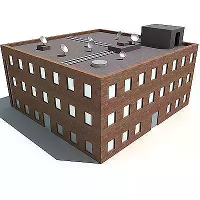 Square Brick Building 3D model
