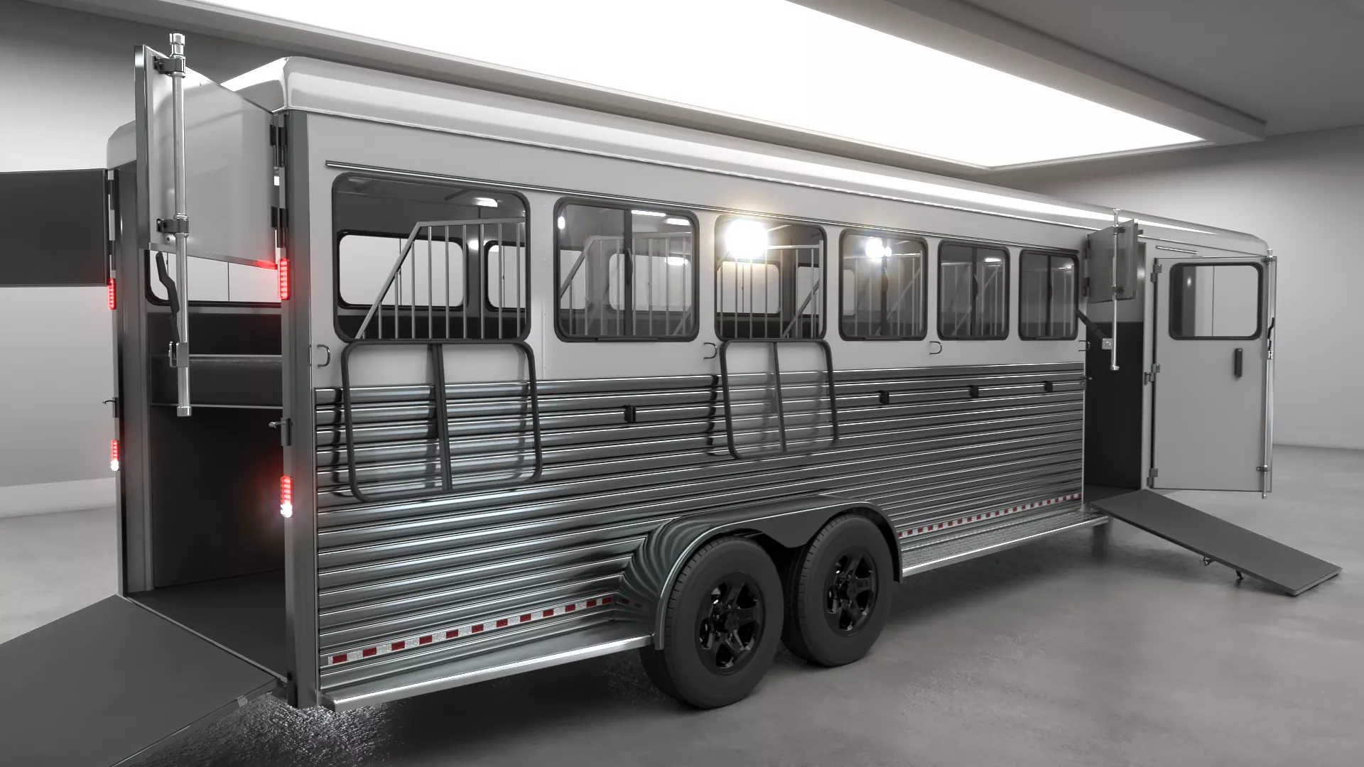 Gooseneck Horse Trailer Rigged Midpoly Low-poly 3D model