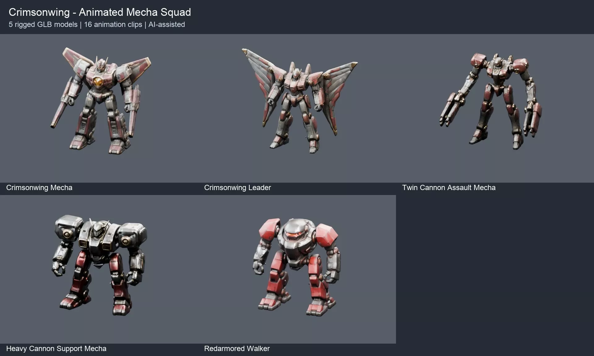 Crimsonwing Animated Mecha Squad 3D model