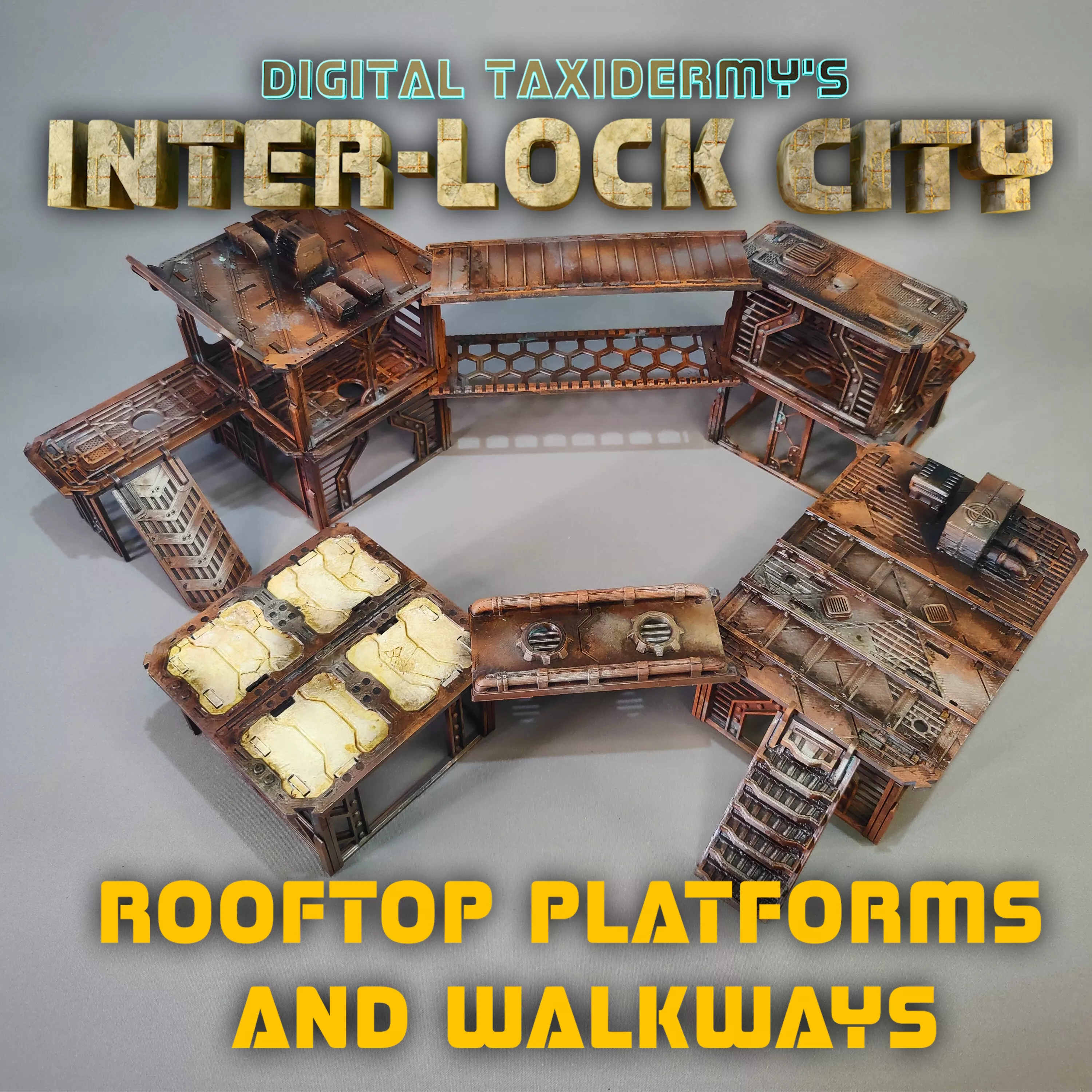 Inter Lock City Structural Expansion Modular Sci Fi Terrain STL 3D print model