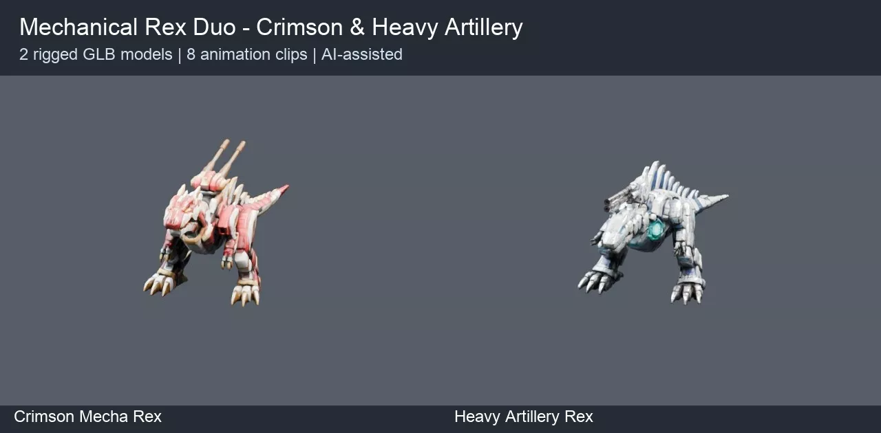 Mechanical Rex Duo Crimson and Heavy Artillery 3D model