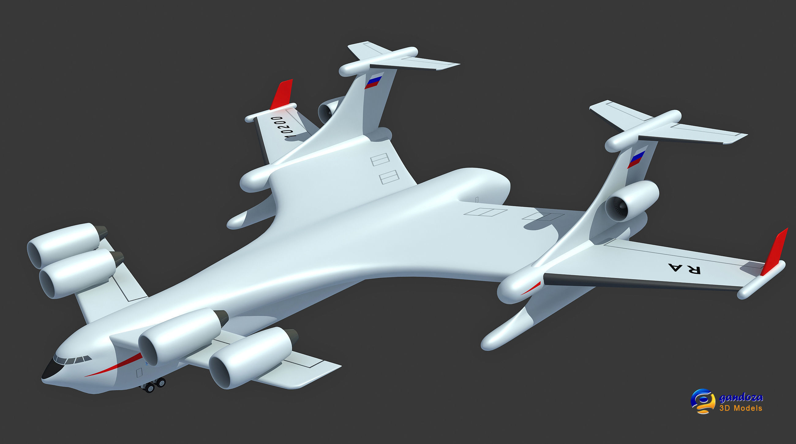 Set of 2 Planes - Antonov and Be-2500 3D model_30