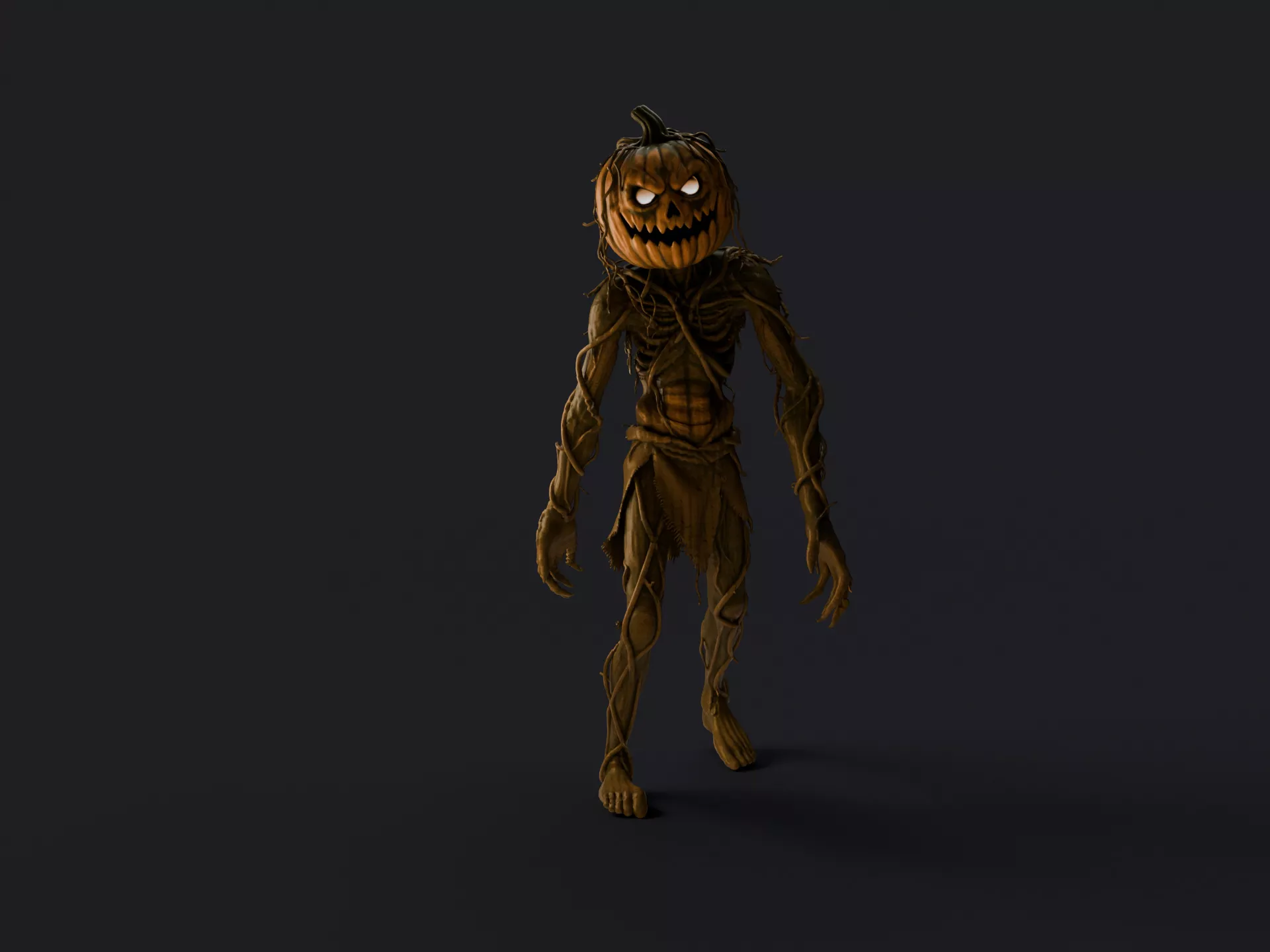 The Pumpkin Wraith - Rigged and Animated Halloween Character 3D model