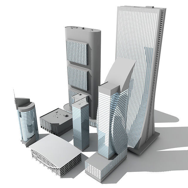 Set of detailed 7 Buildings 3D model_6