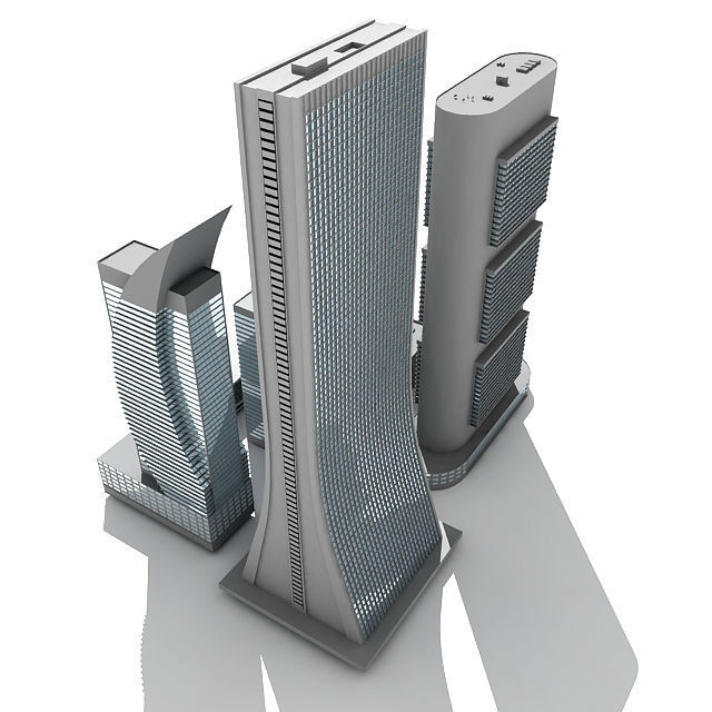 Set of detailed 7 Buildings 3D model_8