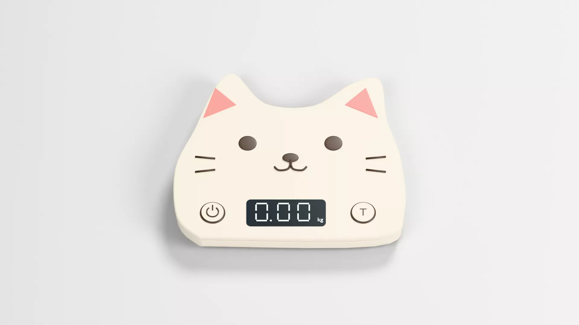 White Cat Face Digital Food Scale Low-poly 3D model