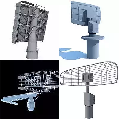 Set of 4 Radars 3D Models 3D model
