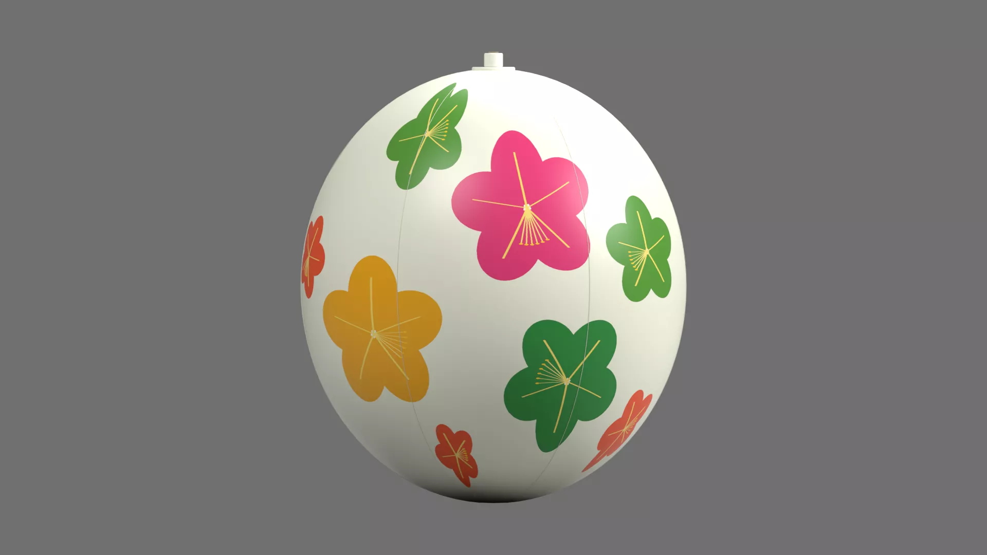 White Beach Ball with Colorful Flowers Low-poly 3D model